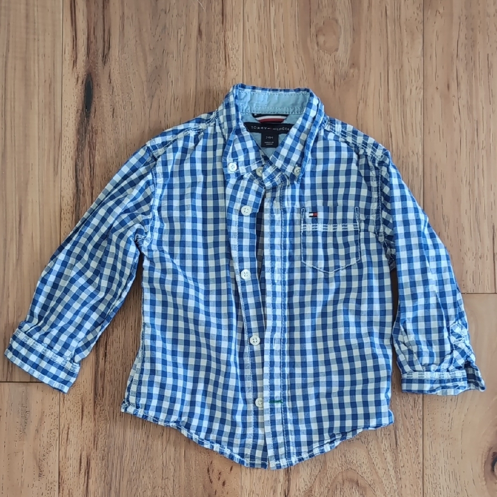 Tommy Hilfiger Blue Checkered Button Down Shirt